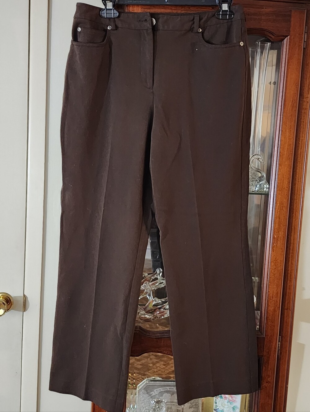 Rafaella Dark Brown Straight-Leg Chinos